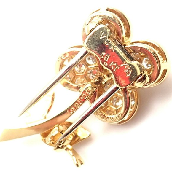 Rare! Authentic Van Cleef & Arpels Diamond 18k Yellow Gold Flower Pin Brooch - Picture 6 of 9